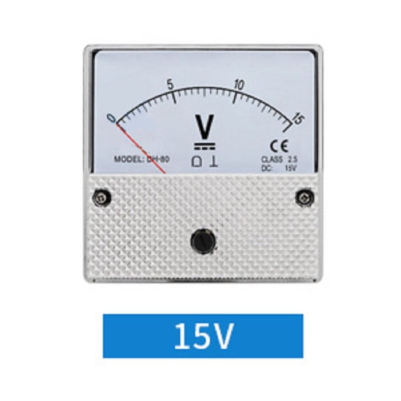 DH-80 Analog DC Voltmeter 15V Pointer Panel Meter, High Accuracy ABS Housing With 0 Adjuster, 80X80mm For Industrial Testing