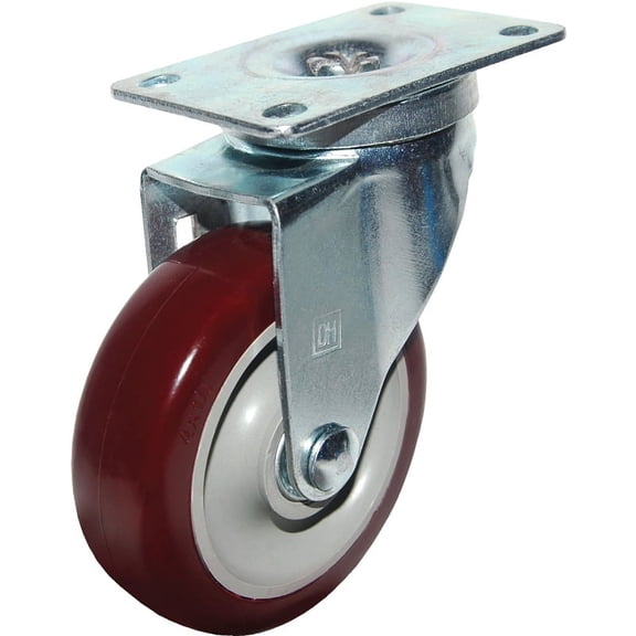 Dh Casters C-LM35P1DPBS Rigid Caster, 2-3/8 x 3-5/8 in Plate, 4-11/16 in H Dimensions, 3-1/2 in Dia Wheel, Rubber Wheel