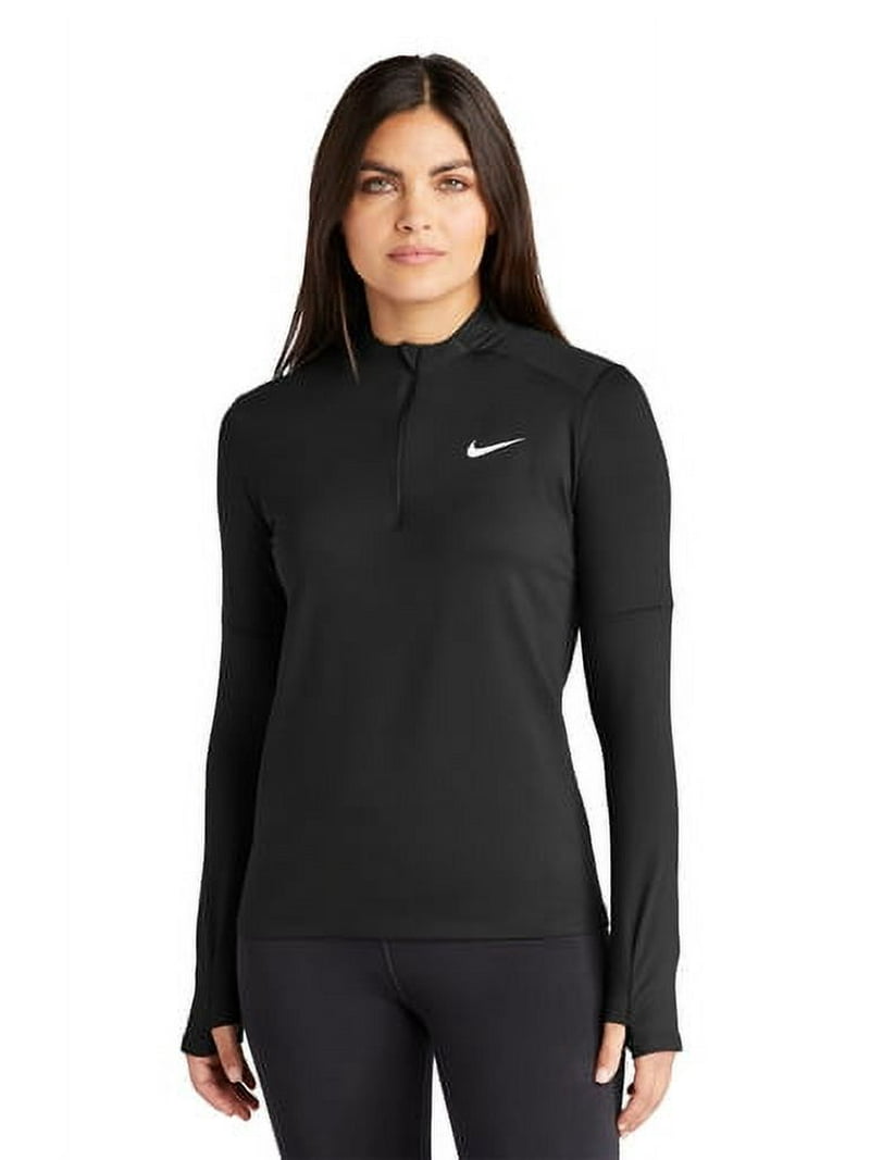 DH4951 Nike Women's Dri-Fit Element Long Sleeve 1/2 zip top Black
