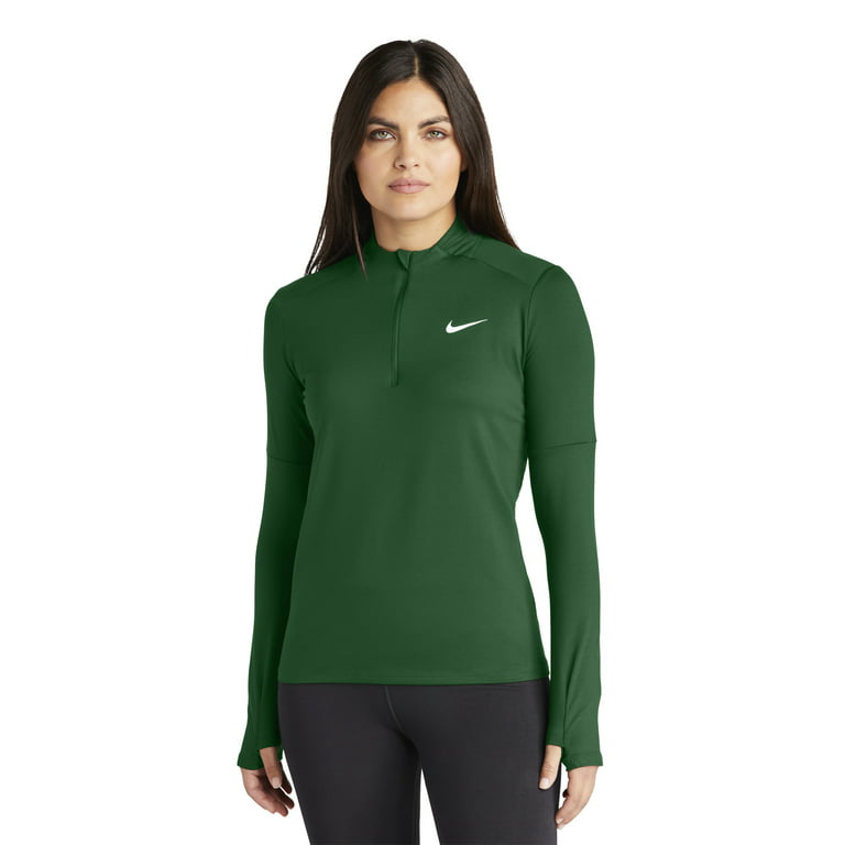 DH4951 Nike Women's Dri-Fit Element Long Sleeve 1/2 zip top Dark  Green/White XL