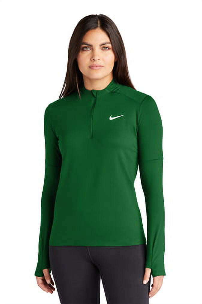 DH4951 Nike Women's Dri-Fit Element Long Sleeve 1/2 zip top Dark  Green/White L 