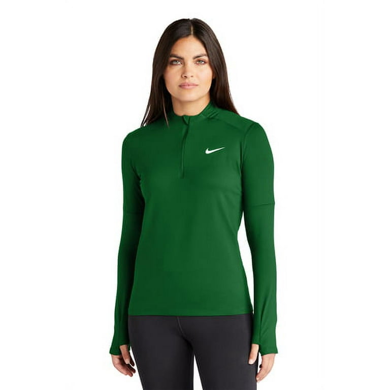 DH4951 Nike Women's Dri-Fit Element Long Sleeve 1/2 zip top Dark  Green/White XS 