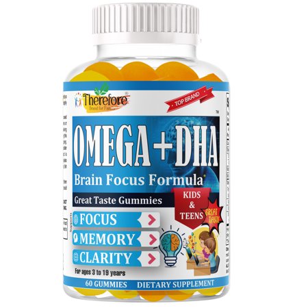 Omega DHA Supplement for Kids & Teens, Support Brain, Heart & Eye Health - Fruity Flavor, Low Sugar 60 Ct (30 day supply) by Therefore