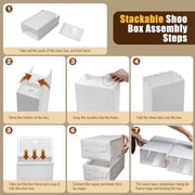 DHBREK Large 24 Pack Shoe Storage Box, Clear Plastic Stackable Shoe Organizer for Closet, Space Saving Foldable Shoe Rack Sneaker Container Bin Holder - 24 Pack