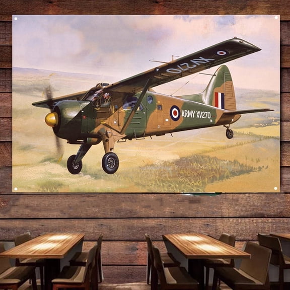 DHC-2 Beaver Fighter Jet Room Wall Decor - 38" x 57" Attack Aircraft Canvas Print - Air Force Military Banner Wall Hanging Flag - Aviation Artwork For Room Studio Bedroom