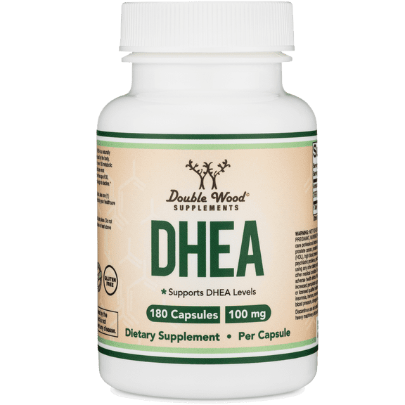 DHEA 100mg  180 Capsules -Third Party Tested, (Max Strength, 6 Month Supply) for Women and Men by Double Wood Supplements