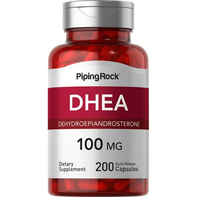 DHEA 100mg 200 Capsules Dehydroepiandrosterone Supplement NonGMO