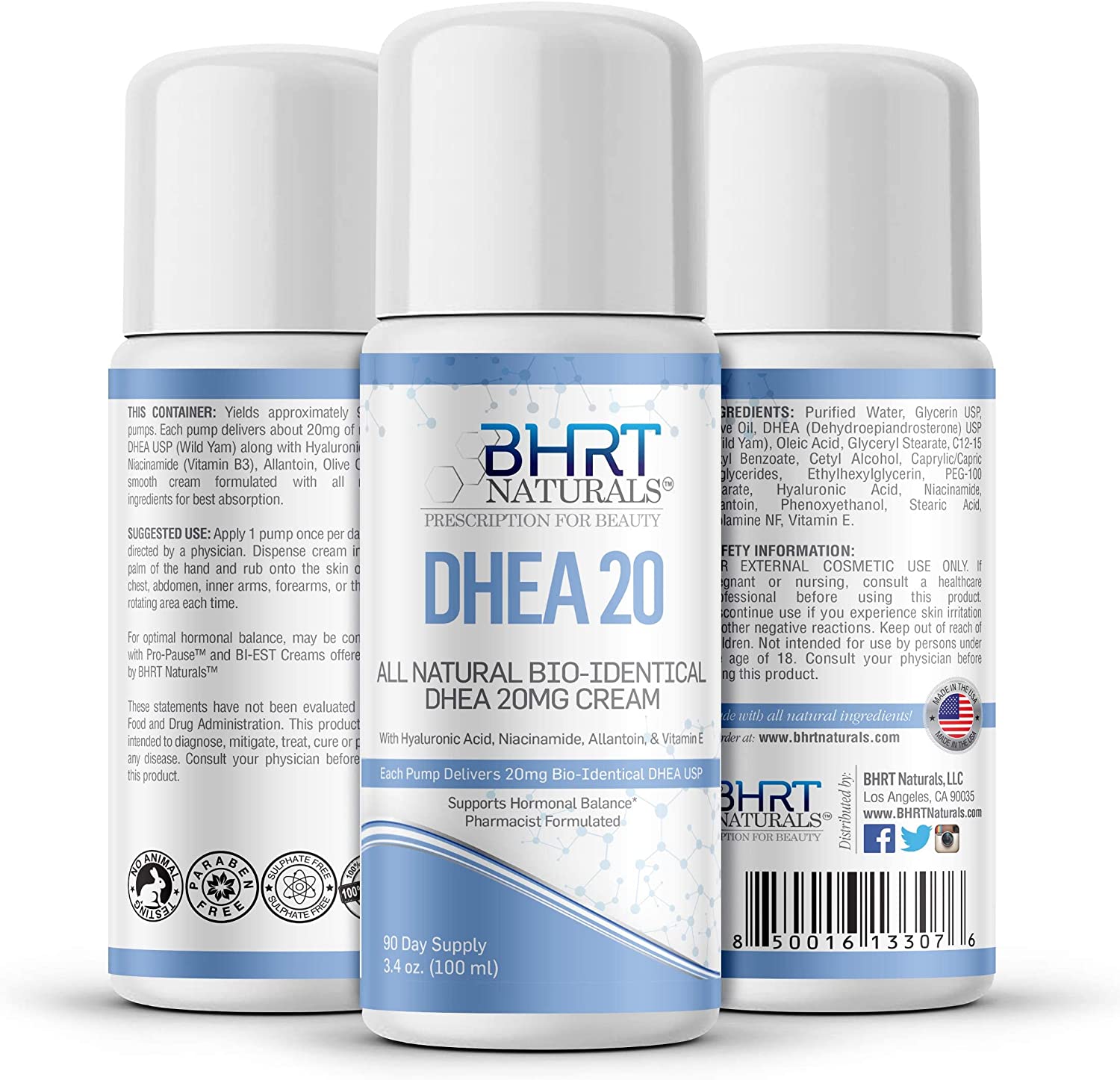 DHEA Cream 20mg for Men & Women Bioidentical DHEA USP Natural Natural
