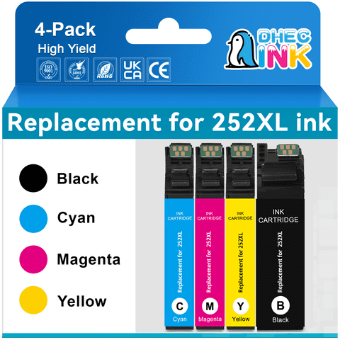 DHECINK Ink Cartridge Compatible for Epson Ink 252 for 252XL Ink Cartridges For 252 Ink (4 Pack)