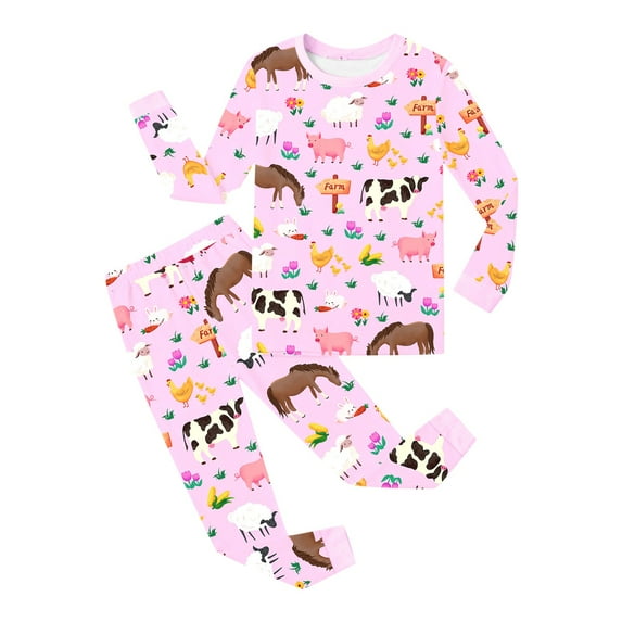 DHFJKG 2 Piece Outfits For Girls Printed Long Sleeve Round Neck Top Pants Casual Daily Wear Child Teens 3-14 Years Old Home Clothes Cozy Outfit