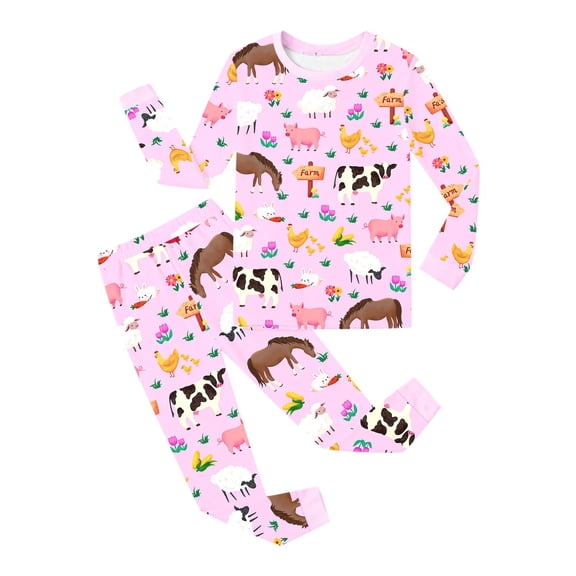 DHFJKG 2 Piece Outfits For Girls Printed Long Sleeve Round Neck Top Pants Casual Daily Wear Child Teens 3-14 Years Old Home Clothes Cozy Outfit