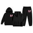 thumbnail image 1 of DHFJKG 2 Piece Outfits Girls Clothes 67 Shirt Kids Sweatsuits Heart Print Hoodies Joggers Ankle-Tied Pants Athleisure Trendy Track Suits, 1 of 4