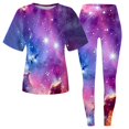 thumbnail image 1 of DHFJKG 2 Piece Sets For Women Summer Workout Outfits Short Sleeve Loungewear Sets Galaxy Printed Leggings Casual Tracksuits Trendy Outfit, 1 of 6