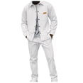thumbnail image 1 of DHFJKG 2 Piece Sets Mens Shirts Waffle Button Down Turndown Collar Shirt Jacket Straight Leg Pants Solid Color Soft Outfit, 1 of 5