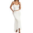 thumbnail image 1 of DHFJKG 2 Piece Skirt Sets For Women Summer Outfits Lace Camisole Spaghetti Strap Scoop Neck Crop Top Long Maxi Skirts Beach Vacation Clothes Versatile Outfit, 1 of 5