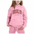 thumbnail image 1 of DHFJKG 2 Piece Suit Child Toddler Boys Girls Long Sleeve Solid Warm Hoodie Pullover Tops Pants Kids Outfits Sweat Suit O-Neck Lovely Outfit, 1 of 4
