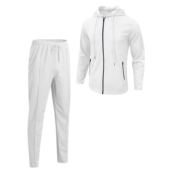 DHFJKG 2 Piece Sweatsuit For Men Zip Up Hoodies Casual Loose Fit Plus Size Pockets Zipper Jacket Joggers Pants Athletic Streetwear Cozy Outfit