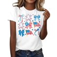 thumbnail image 1 of DHFJKG 250 Anniversary USA T Shirts For Women Short Sleeve Graphic Tee Bow Printed Crew Neck Loose Fit July 4Th Birthday Tshirts Versatile Tops, 1 of 5