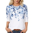 thumbnail image 1 of DHFJKG 3/4 Sleeve T Shirts For Women Crew Neck Floral Printed Loose Fit Spring Summer Top Bohemian Beach Vacation Clothes Soft Tops, 1 of 4