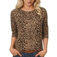 thumbnail image 1 of DHFJKG 3/4 Sleeve T Shirts For Women Leopard Crew Neck Loose Fit Spring Summer Top Going Out Clothes Soft Tops, 1 of 4