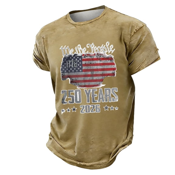 DHFJKG 4Th Of July Shirts For 250Th Anniversary USA T Shirt Short Sleeve Crew Neck We The People Top 250 Years US National Flag Graphic Tee