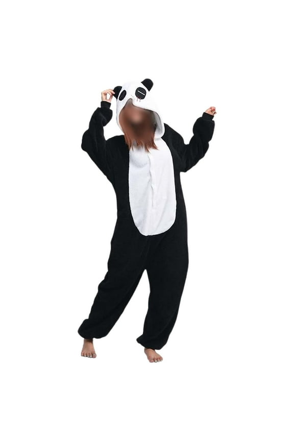 Adult Cute Panda Onesie Pajamas Loose Fit Button Up Hooded One Piece Halloween Sleepwear Loungewear Party Wear For Men Women Leisure Homewear