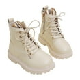 thumbnail image 1 of DHFJKG Ankle Boots For Girl Rabbit Ears Design Leather Upper Round Toe Lace Up Lug Sole Non- Boot With Side Zipper For Little Big Kids Trendy Shoes, 1 of 7