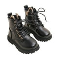 thumbnail image 1 of DHFJKG Ankle Boots For Girl Rabbit Ears Design Leather Upper Round Toe Lace Up Lug Sole Non- Boot With Side Zipper For Little Big Kids Versatile Shoes, 1 of 7