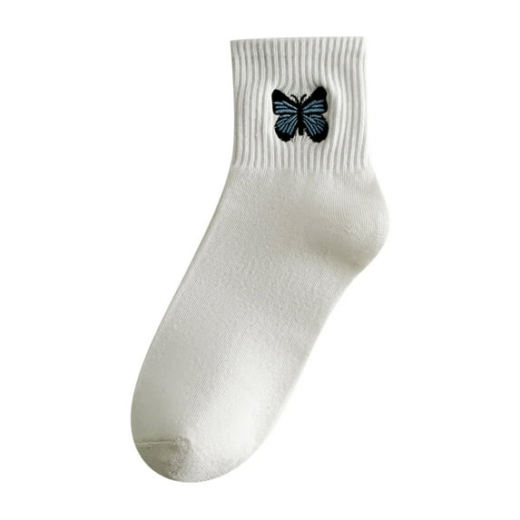 DHFJKG Ankle Socks For Women Cotton Breathable Butterfly Embroidered Sports Socks Comfort Stockings