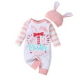 thumbnail image 1 of DHFJKG Baby Boy Girl Easter Outfits Newborn Clothes Striped My First Easter Print Long Sleeve Romper Jumpsuit With Rabbit Ears Hat 2 Piece Sets Cute One-Pieces, 1 of 9