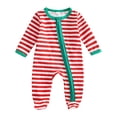 thumbnail image 1 of DHFJKG Baby Boys Girls Christmas Jumpsuits Winter Long Sleeve Crewneck Zip Up Warm Striped Footed Onesie 0-12 Months Xmas Comfort One-Piece, 1 of 8