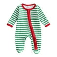 thumbnail image 1 of DHFJKG Baby Boys Girls Christmas Jumpsuits Winter Long Sleeve Crewneck Zip Up Warm Striped Footed Onesie 0-12 Months Xmas Cozy One-Piece, 1 of 7
