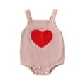 thumbnail image 1 of DHFJKG Baby Boys Girls Romper Corduroy Sleeveless Heart Graphic Pocket Square Neckline Bodysuits For 0-18M Valentine's Day Comfortable Onesie, 1 of 8