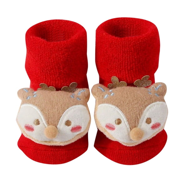 DHFJKG Baby Christmas Socks Toddlers Xmas Themed 3D Cartoon Reindeer Santa Snowmen Cute Crew Socks Walking Comfort Stockings