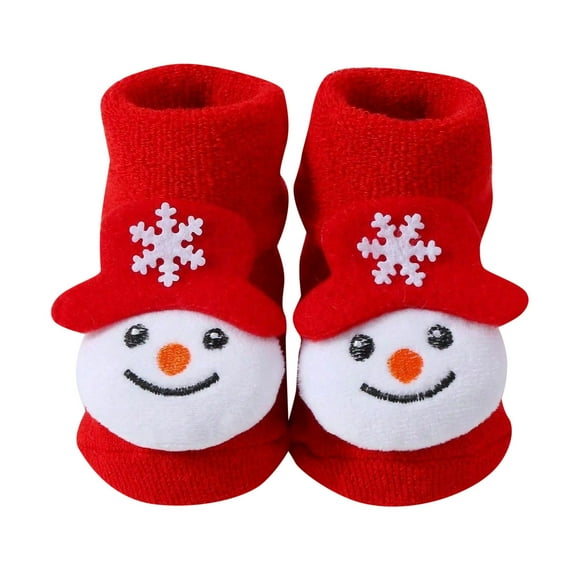 DHFJKG Baby Christmas Socks Toddlers Xmas Themed 3D Cartoon Reindeer Santa Snowmen Cute Crew Socks Walking Soft Stockings