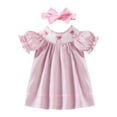 thumbnail image 1 of DHFJKG Baby Girls Easter Dresses Puff Short Sleeve Bunny Embroidery Cute A-Line Dress With Bow Headband 2PCS Set Toddlers Holiday Sweet Dresses, 1 of 9
