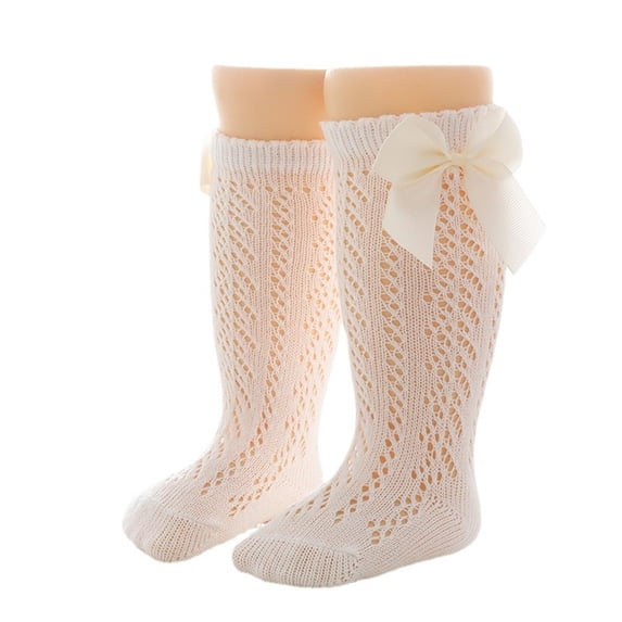 DHFJKG Baby Infants Toddlers Girls Knee High Socks 1 Pack Bowknot Long Stockings Ruffled Hallow Out Mesh Cute Sock