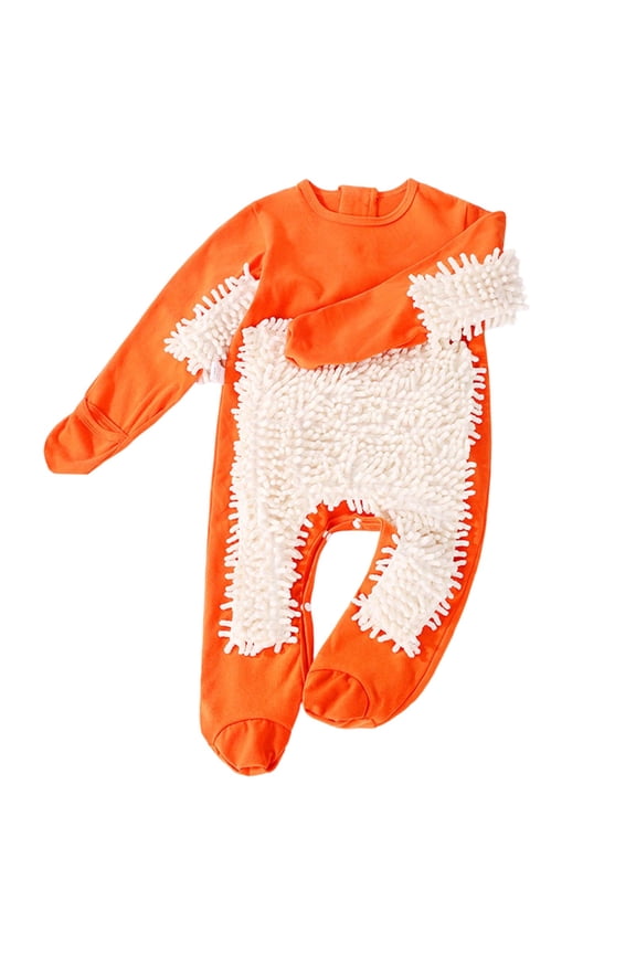 Baby Mop Onesie Romper Convertible Mittens Footed Long Sleeve Crewneck Floor-Wiping Crawling Suit Zipper Jumpsuits For Boys Girls 6-24 Months Lovely Onesies