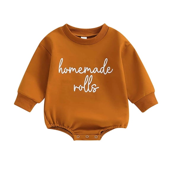 DHFJKG Baby Thanksgiving Bodysuits Boys Girls Romper Letter Print Long Sleeve Crewneck Button-Up Newborn Onesie Lovely Onesies