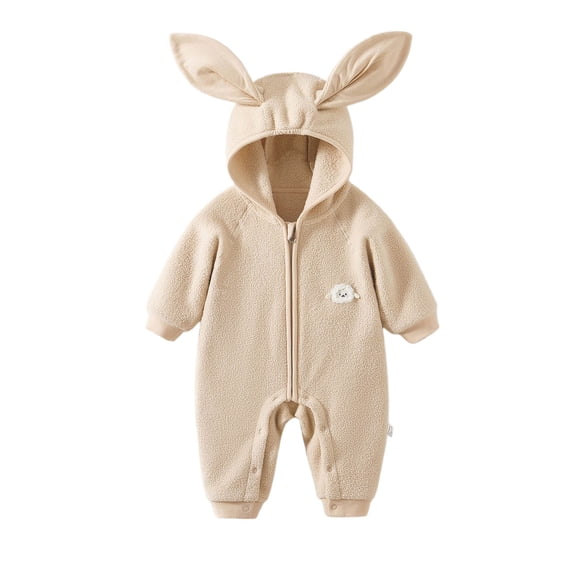 DHFJKG Baby Unisex Animals Bunting Bodysuit With Rabbit Ears Hood Lightweight Fuzzy Long Sleeve Zipper Jumpsuits For Boys Girls 0-24 Months Home Relaxation Winter Warm Comfort One-Pieces