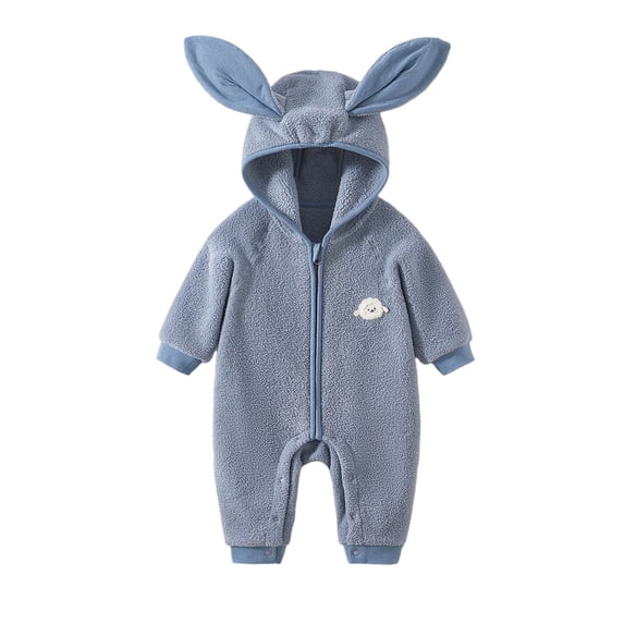 DHFJKG Baby Unisex Animals Bunting Bodysuit With Rabbit Ears Hood Lightweight Fuzzy Long Sleeve Zipper Jumpsuits For Boys Girls 0-24 Months Home Relaxation Winter Warm Comfort One-Pieces