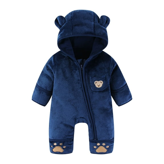DHFJKG Baby Unisex Fuzzy Animals Bunting Bodysuit With Ears Hood Long Sleeve Zipper Jumpsuits For Newborn Boys Girls 1-12 Months Home Relaxation Winter Warm Cozy Onesies