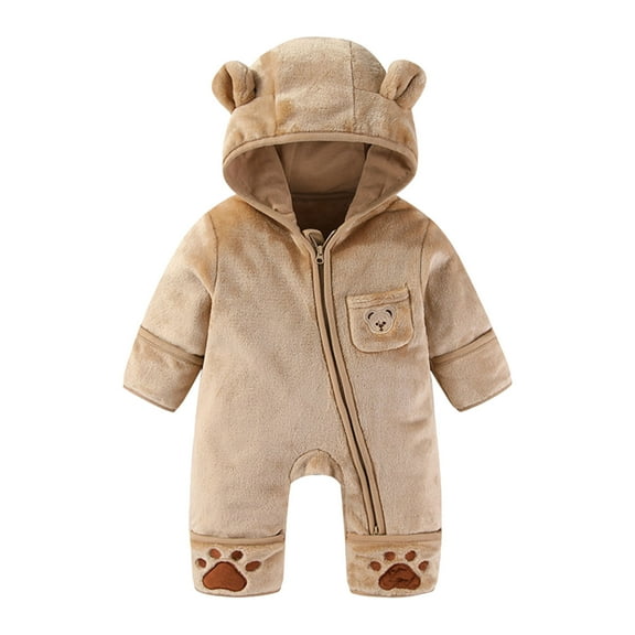 DHFJKG Baby Unisex Fuzzy Animals Bunting Bodysuit With Ears Hood Long Sleeve Zipper Jumpsuits For Boys Girls 1-12 Months Home Relaxation Winter Warm Kawaii Onesies
