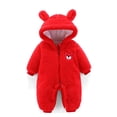 thumbnail image 1 of DHFJKG Baby Unisex Winter Padded Fuzzy Snowsuit Ears Hooded Zipper Jumpsuit With Animals Embroidery For Toddler 0-24 Months Puffer Thermal Coat Outwear Cozy Onesies, 1 of 5