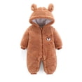 thumbnail image 1 of DHFJKG Baby Unisex Winter Padded Fuzzy Snowsuit Ears Hooded Zipper Jumpsuit With Animals Embroidery For Toddler 0-24 Months Puffer Thermal Coat Outwear Comfort One-Pieces, 1 of 5