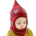 thumbnail image 1 of DHFJKG Baby Winter Knited Balaclava Hat Integrated Scarf With Pointed Top Star Pattern Beanie Warm Comfort Hat, 1 of 4