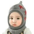 thumbnail image 1 of DHFJKG Baby Winter Knited Balaclava Hat Integrated Scarf With Pointed Top Star Pattern Beanie Warm Soft Hat, 1 of 4