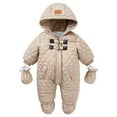 thumbnail image 1 of DHFJKG Baby Winter Padded Snowsuit Thick Fuzzy Lining Hooded Footed Zipper Jumpsuit With Mittens For Infant Toddler 6-24 Months Puffer Thermal Coat Outwear Kawaii Onesies, 1 of 4