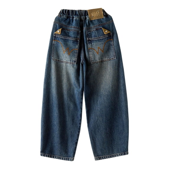 DHFJKG Boys Baggy Jeans Kids Fuzzy Lining Wide Leg Thick Warm Loose Fit Denim Pants For Kids Teens 4-16 Years Casual Wear Stylish Trousers