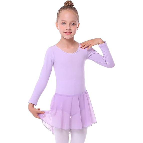 DHFJKG Ballet Leotards For Girls Toddler Dance Long Sleeve Leotard With Skirt Ballerina Dresses Tutu Outfits Soft Dresses
